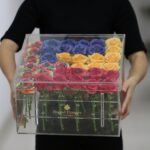 Caja de regalo de acrílico transparente cuadrada Caja de flores, 36 Holes