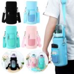 Funda para botella de agua de material de buceo de 2L con correa, Black - Imagen 2