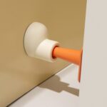 4 juegos de bloqueador de puerta anticolisión de silicona para el hogar con succión de puerta de zapato de punta redonda, 4 Sets Orange Red+Light Pink