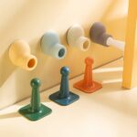 4 juegos de bloqueador de puerta anticolisión de silicona para el hogar con succión de puerta de zapato de punta redonda, 4 Sets Orange Red+Light Pink - Imagen 2
