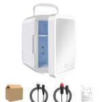 Refrigerador de doble uso para coche doméstico de 4L y 45 W con espejo de maquillaje con luz táctil, enchufe CN, 4L Dual Purpose Refrigerator