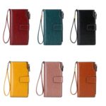 1669 RFID Anti-magnético Anti-robo Retro Cartera larga Titular de la tarjeta Bolsa de documentos, Red Wine, Azul de pavo real, Negro de Medianoche, Retro Brown, Lotus Color, Ancient Yellow - Imagen 2