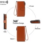 1669 RFID Anti-magnético Anti-robo Retro Cartera larga Titular de la tarjeta Bolsa de documentos, Red Wine, Azul de pavo real, Negro de Medianoche, Retro Brown, Lotus Color, Ancient Yellow - Imagen 4