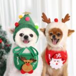 Gorro navideño para mascotas Suministros festivos para aderezos de saliva, Bibs Red - Imagen 4