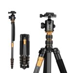 Trípode de fibra de carbono QingZhuangShiDai Q666C portátil para fotografía de viaje con rótula de bola para cámara SLR, Q666C(Black) - Imagen 2