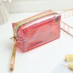 Bolsa de cosméticos portátil transparente con láser de PVC Bolsa de aseo de viaje, Rojo, Verde, Negro, Violeta, Naranja, Rosado, Azul de lago, Plata