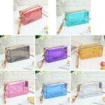 Bolsa de cosméticos portátil transparente con láser de PVC Bolsa de aseo de viaje, Rojo, Verde, Negro, Violeta, Naranja, Rosado, Azul de lago, Plata - Imagen 2
