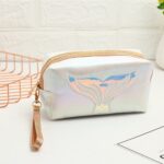 Bolsa de artículos de tocador de maquillaje de gran capacidad portátil con cola de pez láser PU, Blanco, Azul de lago, Blue Snow, Rosa claro, Rosa oscuro, Symphony Color