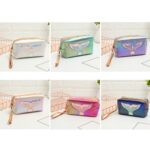 Bolsa de artículos de tocador de maquillaje de gran capacidad portátil con cola de pez láser PU, Blanco, Azul de lago, Blue Snow, Rosa claro, Rosa oscuro, Symphony Color - Imagen 2