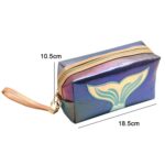 Bolsa de artículos de tocador de maquillaje de gran capacidad portátil con cola de pez láser PU, Blanco, Azul de lago, Blue Snow, Rosa claro, Rosa oscuro, Symphony Color - Imagen 3