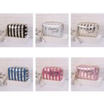 Neceser cosmético impermeable de PU a rayas multifuncional, Azul, Negro, Rosado, Roja de rosa, Oro, Plata - Imagen 2