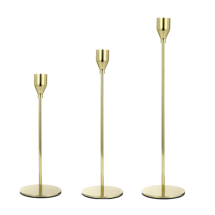 TBD0602798202.jpg 3 PCS / Set Decoración del hogar Candelabro de hierro forjado para bodas, Estilo:, 3 PCS / Set Thin Bottom (Imitation Gold) - Imagen 1