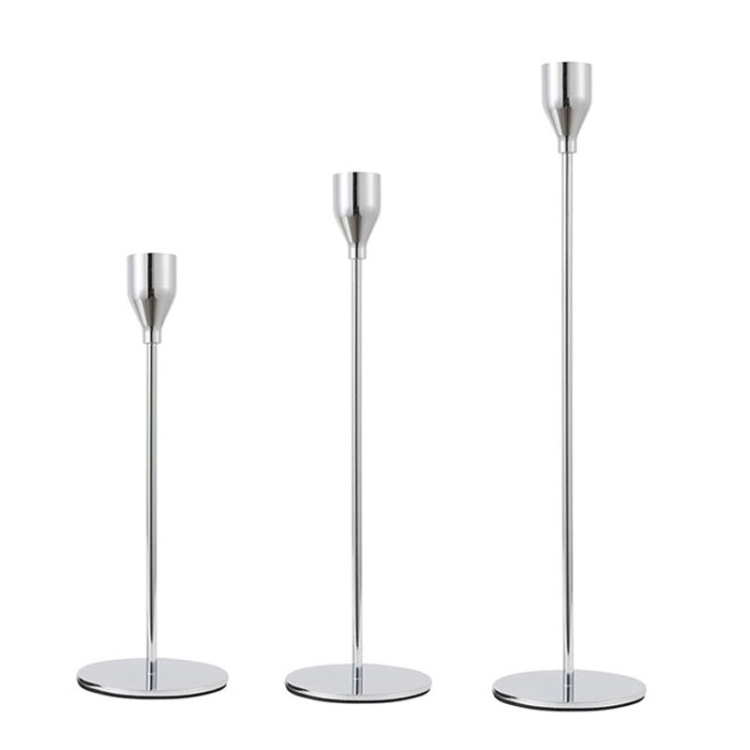 TBD0602798203.jpg 3 PCS / Set Decoración del hogar Candelabro de hierro forjado para bodas, Estilo:, 3 PCS / Set Thin Bottom (Silver) - Imagen 1