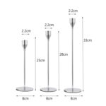 3 PCS / Set Decoración del hogar Candelabro de hierro forjado para bodas, Estilo:, 3 PCS / Set Thin Bottom (Silver) - Imagen 2