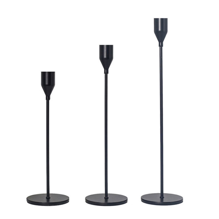 TBD0602798205.jpg 3 PCS / Set Decoración del hogar Candelabro de hierro forjado para bodas, Estilo:, 3 PCS / Set Thick Bottom (Black) - Imagen 1