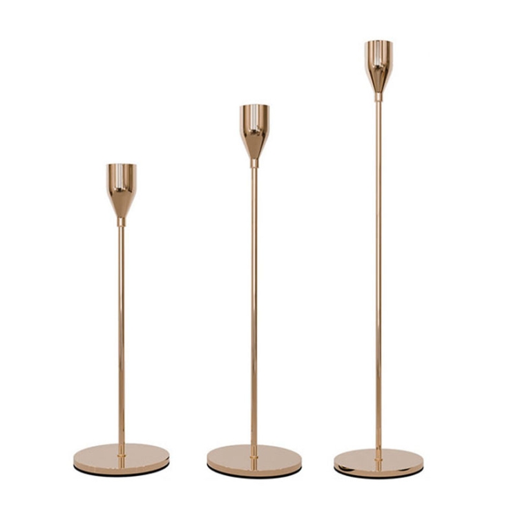 TBD0602798206.jpg 3 PCS / Set Decoración del hogar Candelabro de hierro forjado para bodas, Estilo:, 3 PCS / Set Thick Bottom (Gold) - Imagen 1
