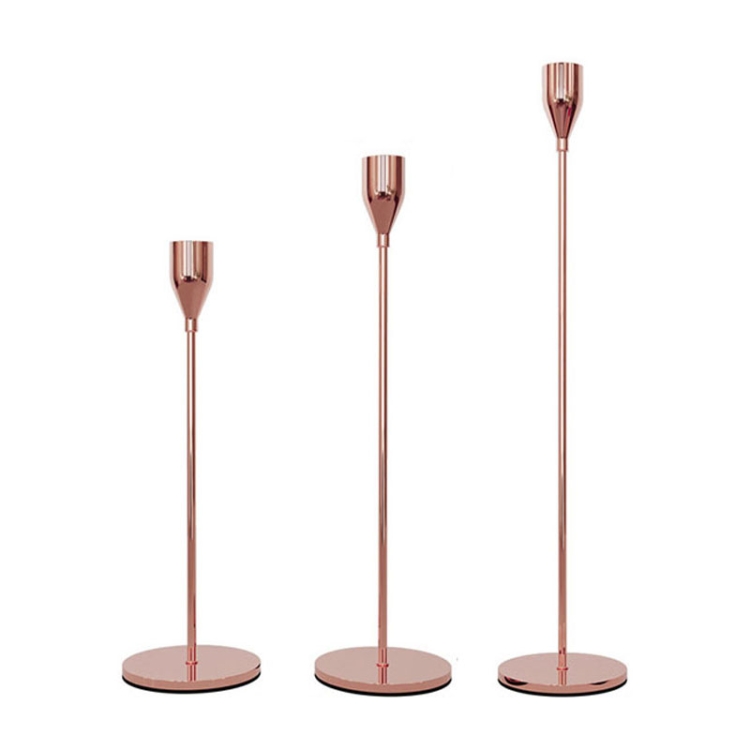 TBD0602798207.jpg 3 PCS / Set Decoración del hogar Candelabro de hierro forjado para bodas, Estilo:, 3 PCS / Set Thick Bottom (Rose Red) - Imagen 1