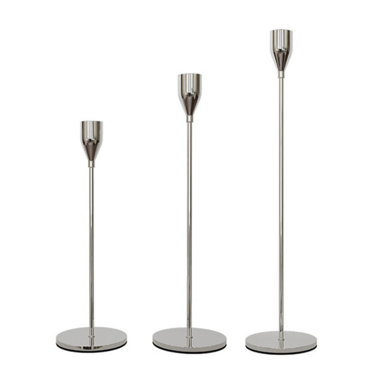 TBD0602798208.jpg 3 PCS / Set Decoración del hogar Candelabro de hierro forjado para bodas, Estilo:, 3 PCS / Set Thick Bottom (Silver) - Imagen 1