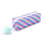 Rainbow Glitter Pen Bag Shimmering Pencil Bag Bolsa de maquillaje, Striped Rainbow, Purple Iridescence, Rose Red Dazzle Color, Pink Dazzle Color
