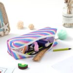 Rainbow Glitter Pen Bag Shimmering Pencil Bag Bolsa de maquillaje, Striped Rainbow, Purple Iridescence, Rose Red Dazzle Color, Pink Dazzle Color - Imagen 3