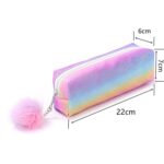 Rainbow Glitter Pen Bag Shimmering Pencil Bag Bolsa de maquillaje, Striped Rainbow, Purple Iridescence, Rose Red Dazzle Color, Pink Dazzle Color - Imagen 4