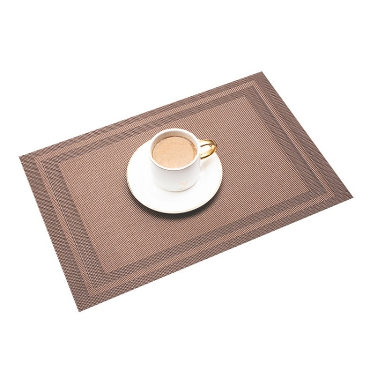 TBD0602801801A.jpg Estera de aislamiento de mesa de comedor occidental tejida de PVC para el hogar, Café, Smoke Gray, Sea Green, Light Blue, Black Gold, Beige - Imagen 1