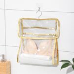 Bolsa de almacenamiento de ropa interior transparente montada en la pared para el hogar, Golden Edge (Small)