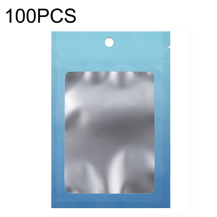 TBD0602837303.jpg 100PCS Bolsa Ziplock de papel de aluminio Bolsa de embalaje sellada con cable de datos de joyería, Tamaño:, 7.5x10cm (Blue Gradient) - Imagen 1