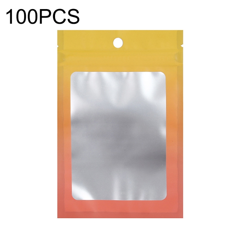 TBD0602837304.jpg 100PCS Bolsa Ziplock de papel de aluminio Bolsa de embalaje sellada con cable de datos de joyería, Tamaño:, 7.5x10cm (Yellow Gradient) - Imagen 1