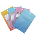 100PCS Bolsa Ziplock de papel de aluminio Bolsa de embalaje sellada con cable de datos de joyería, Tamaño:, 8.5x13cm (Pink Gradually Purple) - Imagen 2