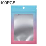 100PCS Bolsa Ziplock de papel de aluminio Bolsa de embalaje sellada con cable de datos de joyería, Tamaño:, 8.5x13cm (Blue Gradually Pink)