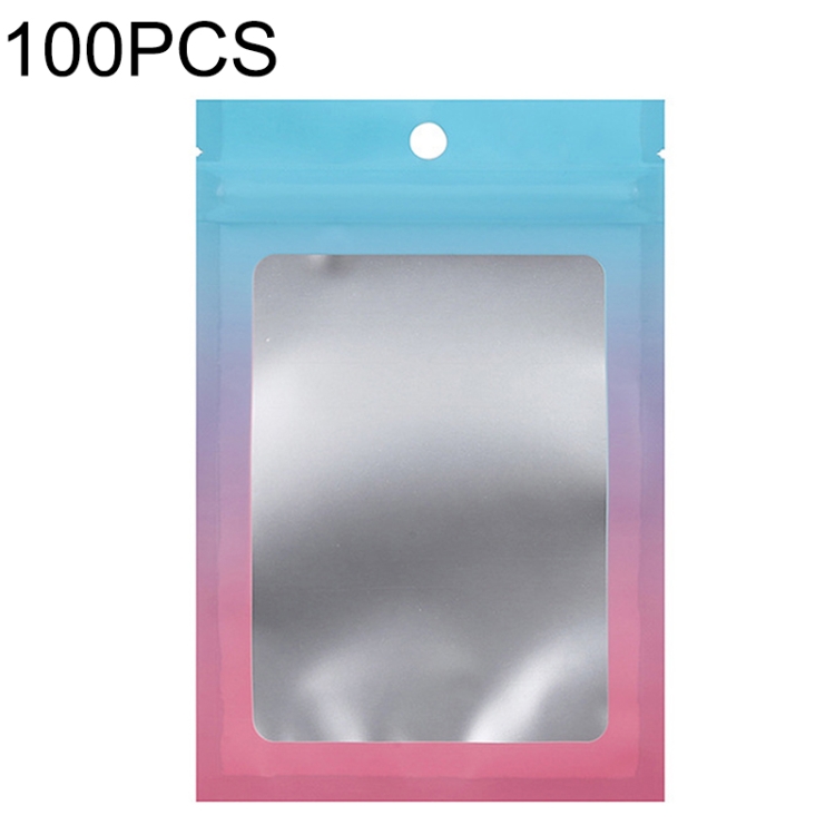 TBD0602837306.jpg 100PCS Bolsa Ziplock de papel de aluminio Bolsa de embalaje sellada con cable de datos de joyería, Tamaño:, 8.5x13cm (Blue Gradually Pink) - Imagen 1