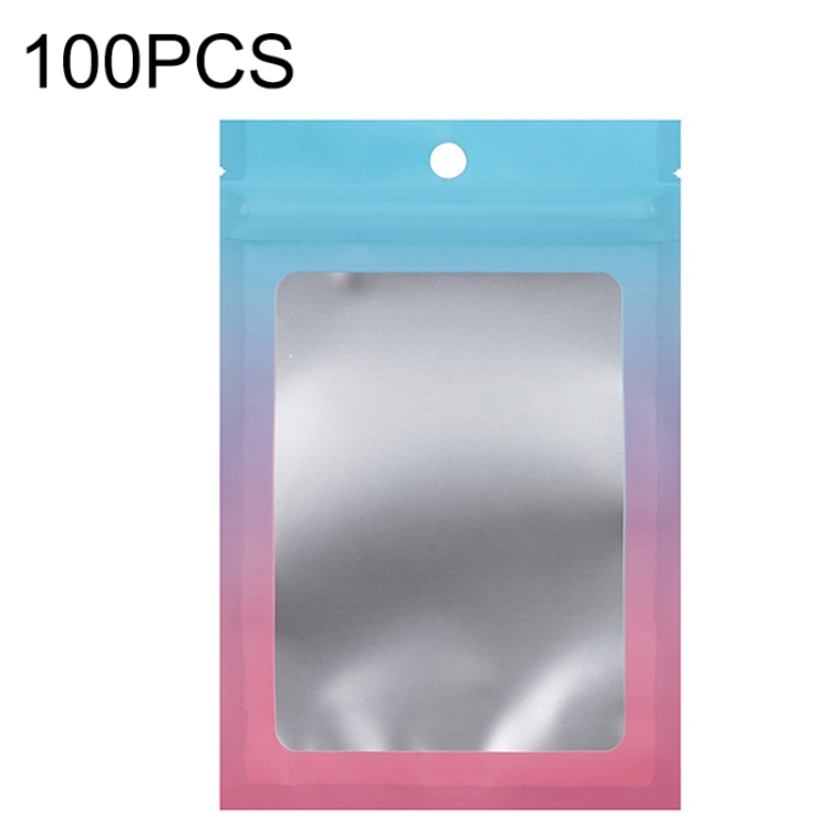 TBD0602837310.jpg 100PCS Bolsa Ziplock de papel de aluminio Bolsa de embalaje sellada con cable de datos de joyería, Tamaño:, 12x18cm (Blue Gradually Pink) - Imagen 1