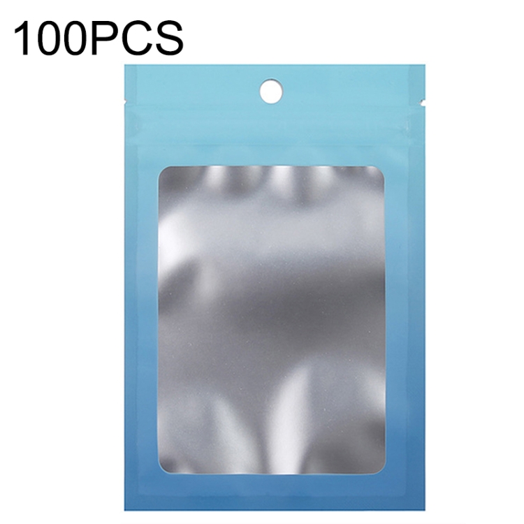 TBD0602837311.jpg 100PCS Bolsa Ziplock de papel de aluminio Bolsa de embalaje sellada con cable de datos de joyería, Tamaño:, 12x18cm (Blue Gradient) - Imagen 1