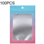 100PCS Bolsa Ziplock de papel de aluminio Bolsa de embalaje sellada con cable de datos de joyería, Tamaño:, 14x20cm (Blue Gradually Pink)