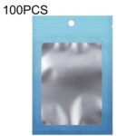 100PCS Bolsa Ziplock de papel de aluminio Bolsa de embalaje sellada con cable de datos de joyería, Tamaño:, 14x20cm (Blue Gradient)