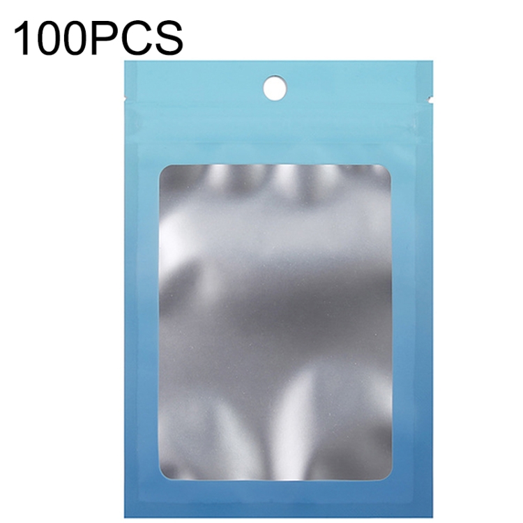 TBD0602837315.jpg 100PCS Bolsa Ziplock de papel de aluminio Bolsa de embalaje sellada con cable de datos de joyería, Tamaño:, 14x20cm (Blue Gradient) - Imagen 1