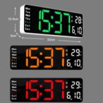 6629 Reloj de pared de pantalla grande para sala de estar LED multifuncional de 13 pulgadas, 13 Inch White Shell Red Light - Imagen 2