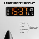6629 Reloj de pared de pantalla grande para sala de estar LED multifuncional de 13 pulgadas, 13 Inch White Shell Red Light - Imagen 5