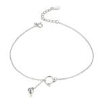 SCT003 Cat Bell 925 Tobillera de plata Chapado en oro blanco Tobillera simple para mujer