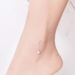 SCT003 Cat Bell 925 Tobillera de plata Chapado en oro blanco Tobillera simple para mujer - Imagen 4