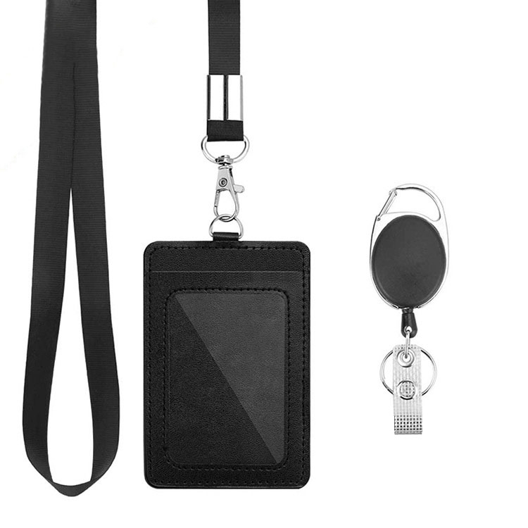 TBD06029178.jpg ZT-6330 3 en 1 Funda protectora tipo cabestro con hebilla retráctil para tarjeta de identificación de cuero PU - Imagen 1