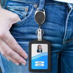 ZT-6330 3 en 1 Funda protectora tipo cabestro con hebilla retráctil para tarjeta de identificación de cuero PU - Imagen 2