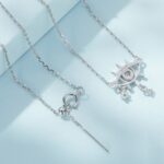 SCN484 Collar de clavícula chapado en oro blanco Collar de plata 925 para mujer - Imagen 4