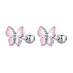 SCE1495 Pendientes Mini Mariposa Plata 925 Pendientes Chapado Oro Blanco