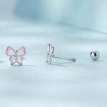 SCE1495 Pendientes Mini Mariposa Plata 925 Pendientes Chapado Oro Blanco - Imagen 3