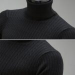 Suéter de cuello alto de manga larga para hombres Ropa de punto de hilo informal, XXXL - Imagen 3