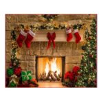 Tela de fondo de fotografía de chimenea de diseño de Navidad