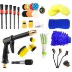 Detalles de la herramienta del rociador de agua para lavado de autos Cepillo limpio Juego de cepillos de salida de aire, 35 in 1
