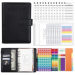 Cuaderno de hojas sueltas de cuero PU A6 Macaron Manual de presupuesto en efectivo, XJYS-010 Black